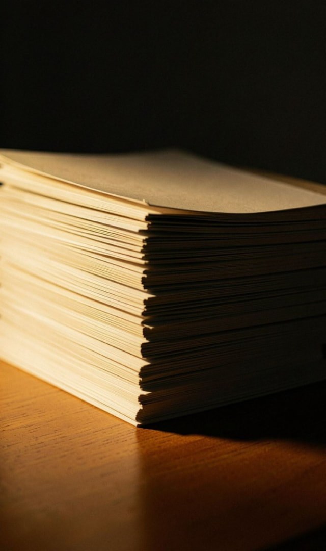 Pila ordenada de documentos que representa organización de datos